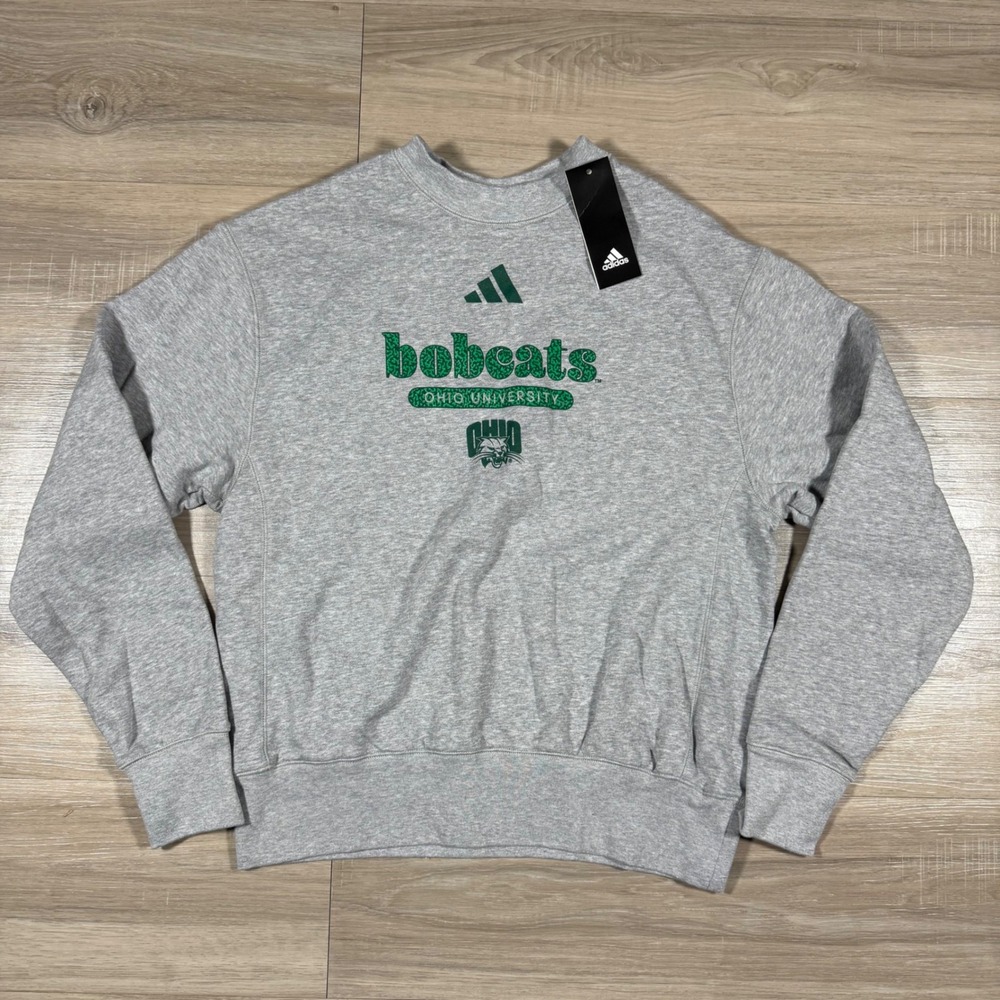 Ohio University Bobcats Adidas Graphic Crewneck Sweatshirt Womens‎ M Gray NWT